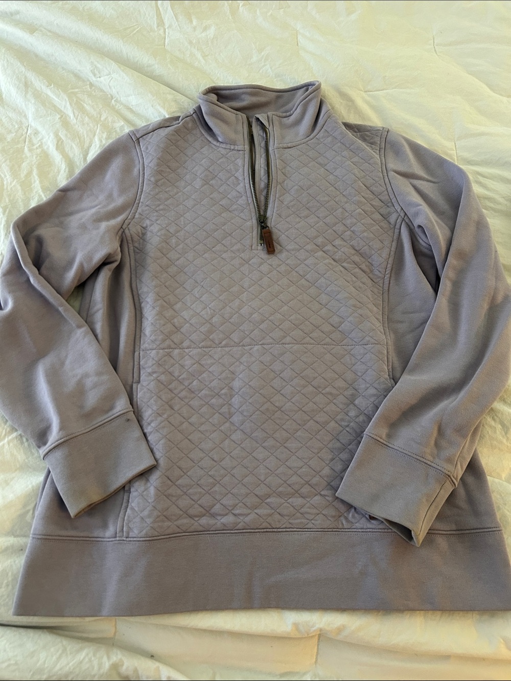 LLBean Quilted Half-Zip Pullover Sweater - Lavender